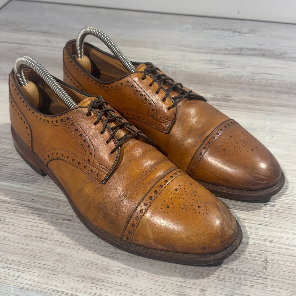 Allen Edmonds Vintage Colton Cap Toe Brogue Derby Shoes Brown Men's Sz 10B